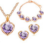 Austrian Crystal Hollow Heart Necklace, Bracelet & Earrings Fashion Jewelry Set