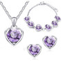 Austrian Crystal Hollow Heart Necklace, Bracelet & Earrings Fashion Jewelry Set