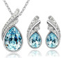 Austrian Crystal Feather Necklace & Earrings Fashion Jewelry Set