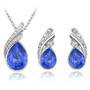 Austrian Crystal Feather Necklace & Earrings Fashion Jewelry Set