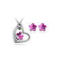 Crystal Flower Heart Necklace & Earrings Fashion Jewelry Set