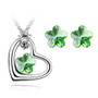 Crystal Flower Heart Necklace & Earrings Fashion Jewelry Set