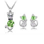 Austrian Crystal Cat Necklace & Earrings Fashion Jewelry Set