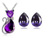 Austrian Crystal Cat Necklace & Earrings Fashion Jewelry Set