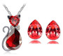 Austrian Crystal Cat Necklace & Earrings Fashion Jewelry Set
