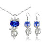 Austrian Crystal Cat Necklace & Earrings Fashion Jewelry Set