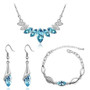 Austrian Crystal Bud and Leaf Necklace, Bracelet & Earrings Fashion Jewelry Set
