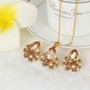 Rose Gold Crystal Necklace & Earrings Fashion Wedding Jewelry Set