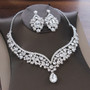 Baroque Crystal and Rhinestone Tiara, Necklace & Earrings Wedding Jewelry Set