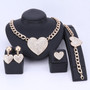 Crystal and Rhinestone Heart Necklace, Bracelet, Earrings & Ring Wedding Statement Jewelry Set