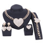 Crystal and Rhinestone Heart Necklace, Bracelet, Earrings & Ring Wedding Statement Jewelry Set