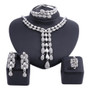 Rhinestone Pod Necklace, Bracelet, Earrings & Ring Wedding Statement Jewelry Set