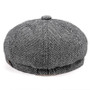 Woolen Herringbone Tweed Newsboy Cap