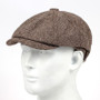 Woolen Herringbone Tweed Newsboy Cap