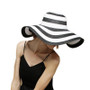 Summer Wide Brim Floppy Striped Straw Sun Ladies Hat