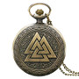 Bronze Pocket Watch with Norse Themed Valknut Carving