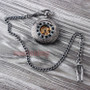 Floral Steel Quartz Mechanical Pocket Watch with Fob Chain