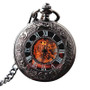 Floral Steel Quartz Mechanical Pocket Watch with Fob Chain