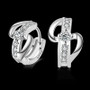 925 Sterling Silver Cross Hoop Earrings with AAA Cubic Zirconia