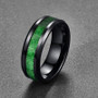 Black Tungsten Carbide with Green Meteorite Inlay Wedding Band