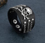 Black Genuine Leather Punk Skull with Chains Bracelet