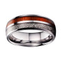 8mm Silver Plated Meteorite and Real Wood Inlay Tungsten Ring