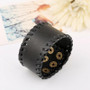 Men’s Genuine Leather Adjustable Wide Braided Wristband Bracelet Bangle with Smooth Cuff