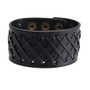 Men’s Genuine Leather Adjustable Wide Braided Wristband Bracelet Bangle with Smooth Cuff