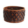 Men’s Genuine Leather Adjustable Wide Braided Wristband Bracelet Bangle with Smooth Cuff