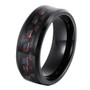 L-Ring 8MM Men's Tungsten Wedding Ring Black & Red Carbon Fiber Inlay Beveled Edges Thumb Rings,Size 7-14