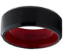 Men's Stainless Steel Black and Red Wedding Band Engagement Ring Comfort fit 8mm Sizes 8 to 13