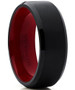 Men's Stainless Steel Black and Red Wedding Band Engagement Ring Comfort fit 8mm Sizes 8 to 13