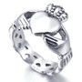 Women,Men's Stainless Steel Ring Silver Tone Irish Celtic Knot Irish Claddagh Friendship Love Heart Royal King Crown