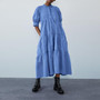 Puff Sleeve Smock Tiered Maxi Dress - Plus Size Dress