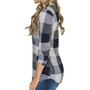 V-neck Long Sleeve Plaid Shirt