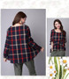 Long Sleeve Loose Plaid Blouse