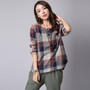 Long Sleeve Loose Plaid Blouse