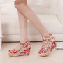 Flower Pattern Wedge Platform Sandals