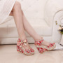 Flower Pattern Wedge Platform Sandals