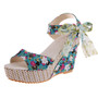 Flower Pattern Wedge Platform Sandals