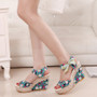 Flower Pattern Wedge Platform Sandals