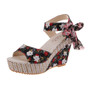 Flower Pattern Wedge Platform Sandals