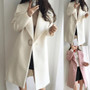 Winter Coat Women long-sleeved lapel windbreaker jacket fashion casual loose large size solid color cashmere warm long coat