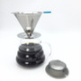 Free Shipping High quality 3-4 cup metal coffee filter + 580ml lovely glass coffee pot combination set