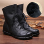 Genuine Leather Flat Boots