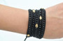 Handmade Black Five Wrap Skull Bracelet