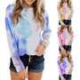 Women Tie-dye Gradient Printed O-Neck Long Sleeve Casual Sweatshirt