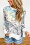 Women Tie-dye Gradient Printed O-Neck Long Sleeve Casual T-shirts