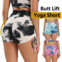 Women's Workout High Waisted Tie Dye Scrunch Booty Yoga Shorts