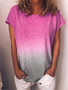 Women Summer Gradient Rainbow Casual O Neck Tops Long Sleeve T-shirt